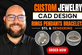 do custom jewelrycad design, rings pendants bracelets with stl and rendering