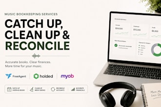 catch up clean up, reconcile freeagent holded and myob bookkeeping for music