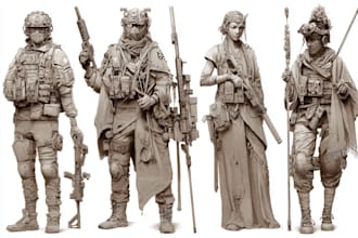 draw historical military illustrations, soldiers and uniform