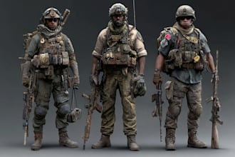 draw military characters or military related illustrations