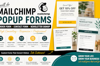 do mailchimp popup form, order form, contact form, newsletter signup form, popup