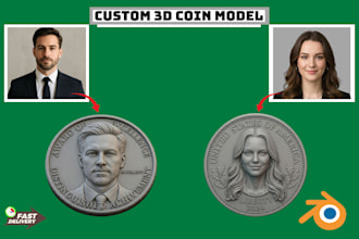 sculpt custom 3d coin model, bas relief medallion, challenge coin for stl