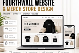 design fourthwalls website, merch store redesign and print on demand