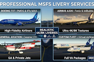 make msfs liveries for boeing 737, 777, airbus a320, a350, cessna 172, ifly max