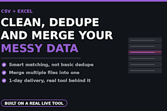 clean, deduplicate, and merge your CSV or excel files