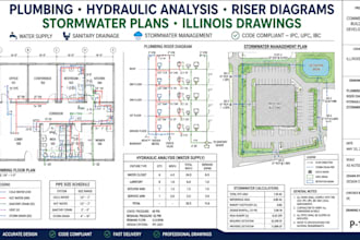 plumbing hydraulic analysis riser diagrams stormwater plans illinois drawing