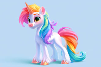 make colorful pony character illustration for you