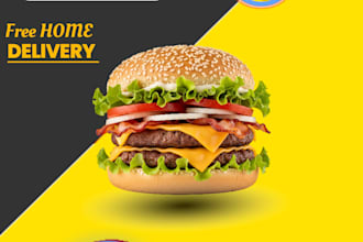 design a professional burger food poster and flyer