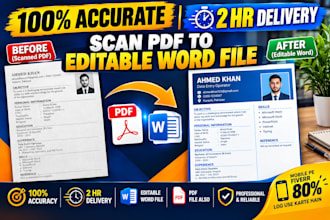 convert scanned PDF to editable word in 2 hours within 2 hours