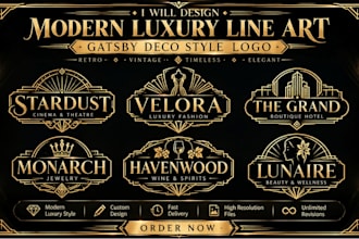 design a modern luxury art deco gatsby retro vintage logo