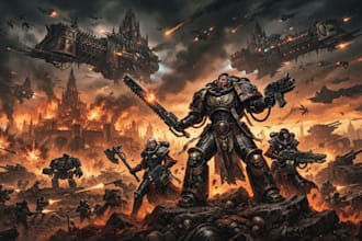 design cinematic warhammer 40k battle art
