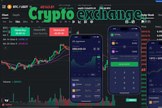 build crypto exchange website, p2p exchange, wallet app, blockchain defi app
