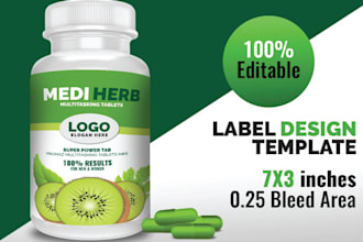 create supplement label, vials, medicine label and packaging design