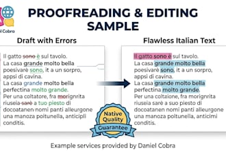 professional translation to italian or proofreading