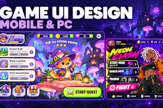 design modern game UI UX for mobile and PC games