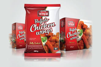 create food packaging, frozen food label and logo