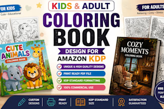 create a professional KDP coloring book for kids and adults