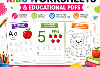 create printable kids worksheets and educational pdfs
