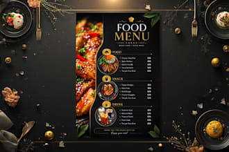 design a modern restaurant menu and price list