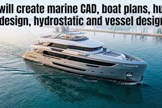 create marine cad, boat plans, hull design, hydrostatic and vessel  design