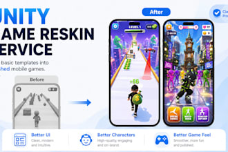 professionally reskin and customize your unity hyper casual game