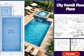 create and review swimming pool plans for city permit submission, 3d pool design