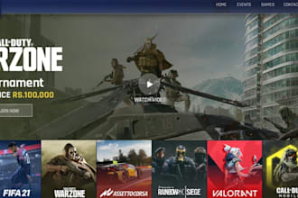 develop esport tournament website, gaming website, sport website