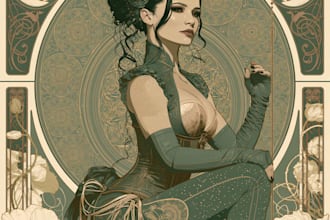create illustrations in art nouveau style