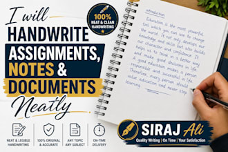 handwrite assignments, notes and documents neatly