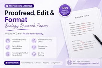 proofread edit and format biotechnology research papers