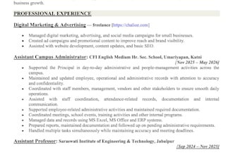 create an ats friendly resume CV optimized for job applications