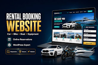 build a rental booking website for cars bikes boats and equipment