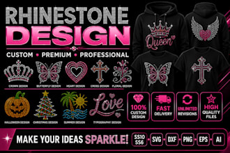 create premium rhinestone t shirt designs and templates