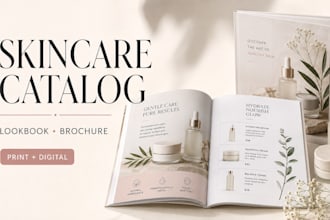 design skincare product catalog, cosmetic lookbook and beauty brochure