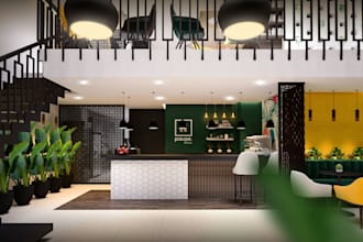 design your coffee shop or cafe interior in realistic 3d