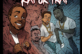 design a rap or trap album cover art with parental advisory