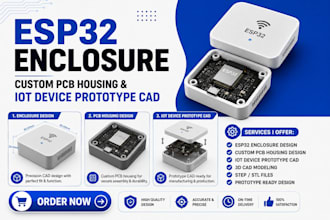 design esp32 enclosure, custom pcb housing and iot device prototype cad