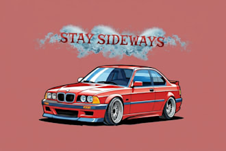 design custom automotive t shirt design, drift car, and streetwear merch