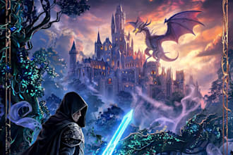 create illustrated fairytale book cover
