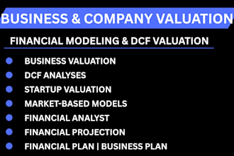 do business valuation, company valuation, startup valuation and dcf