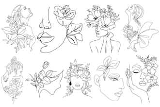draw custom one line art, continuous line art, minimalist line art illustration
