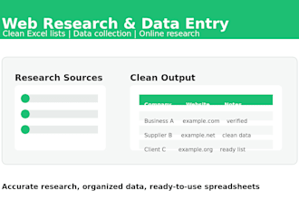 do accurate data entry web research and excel cleanup