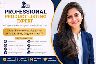 do amazon shopify etsy product listing and data entry