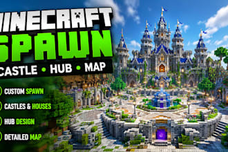 build minecraft spawn, minecraft castle, house, spawn hub, minecraft map