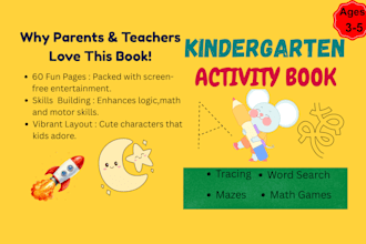 design engaging kids activity books and woorksheets for KDP