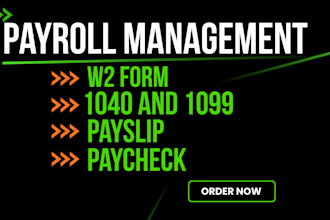 prepare adp payroll, payslip, paycheck, w2, 1099 and 1040
