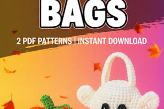 design 2 stylish 3d halloween crochet bag patterns PDF