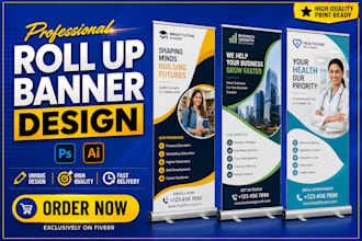 design a modern roll up banner, pull up banner in 24 hours