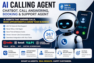 create ai calling agent, chatbot, booking and support agent