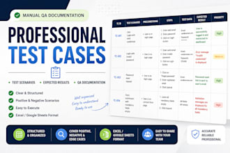 write professional test cases and test scenarios